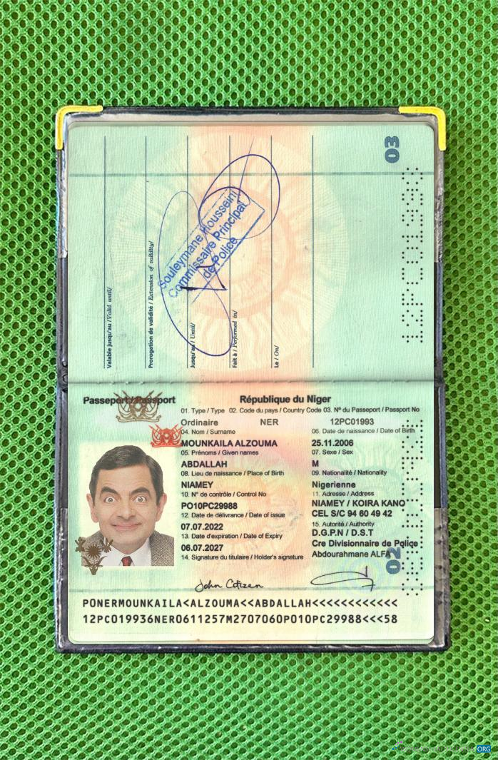 Download Niger Republic passport 2022 present photolook Photoshop template